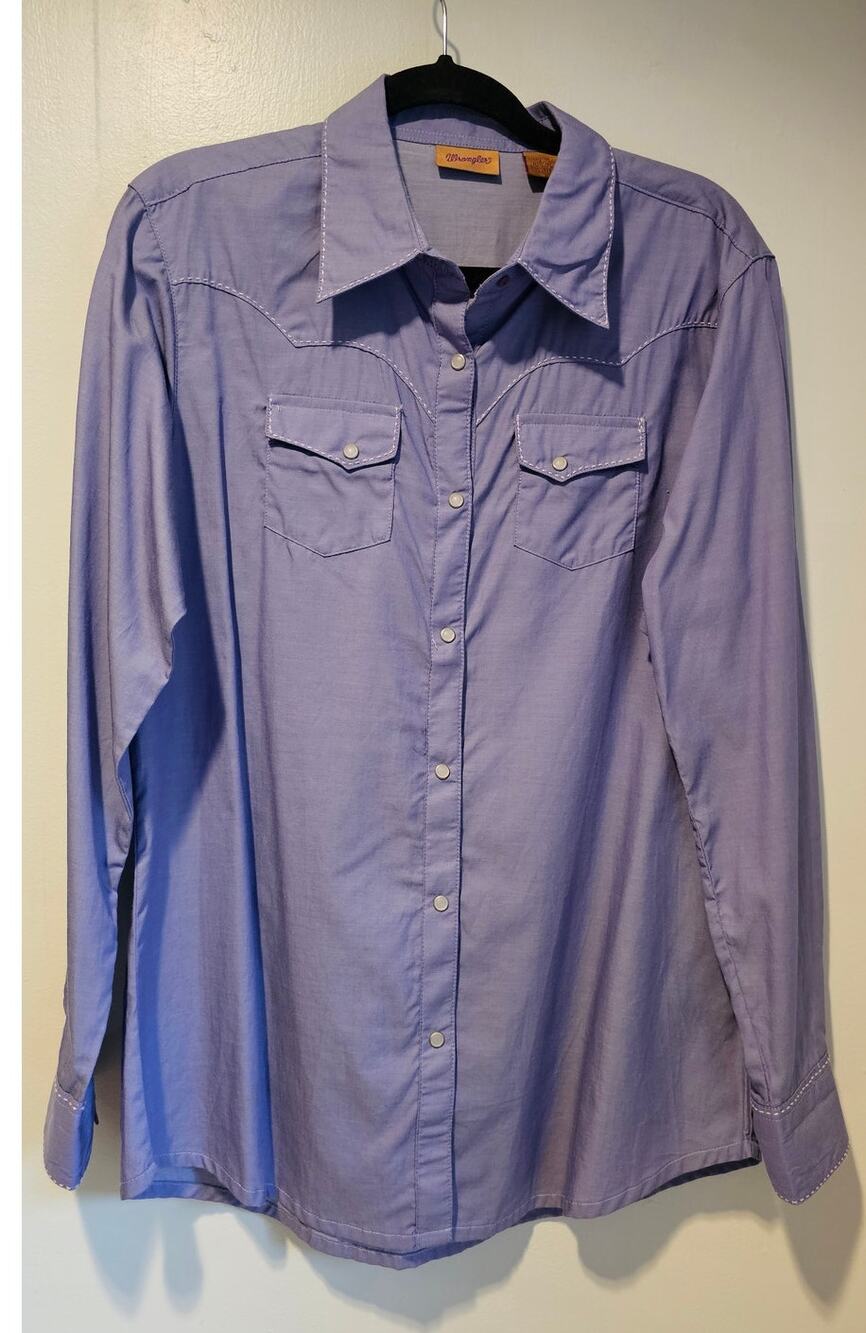 Wrangler Pearl Snap Button Long Sleeve Western Shirt White Stitching NWOT Sz L